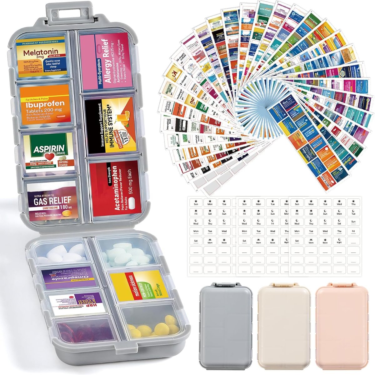 Travel Pill Organizer, 3-pack, 14 Grids